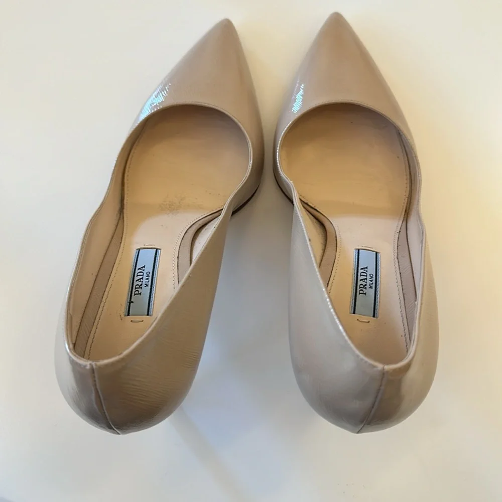 Prada Beige Saffiano Leather Pumps 39